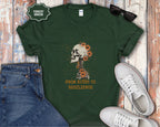 From Ruins to Resilience Skull with Orange Flowers T-Shirt
