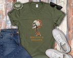 From Ruins to Resilience Skull with Orange Flowers T-Shirt