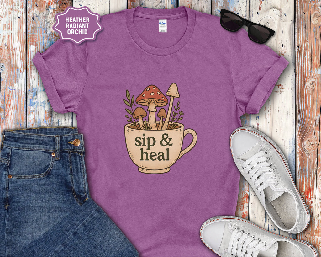 Sip & Heal Mushroom Cup T-Shirt