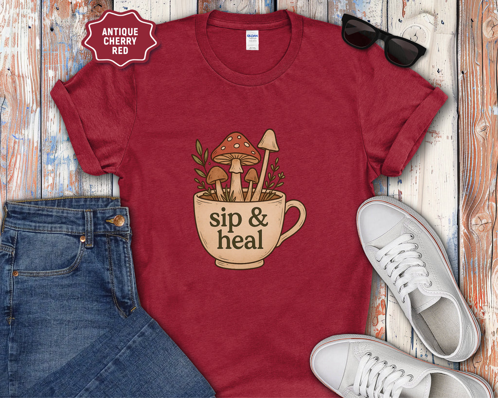 Sip & Heal Mushroom Cup T-Shirt