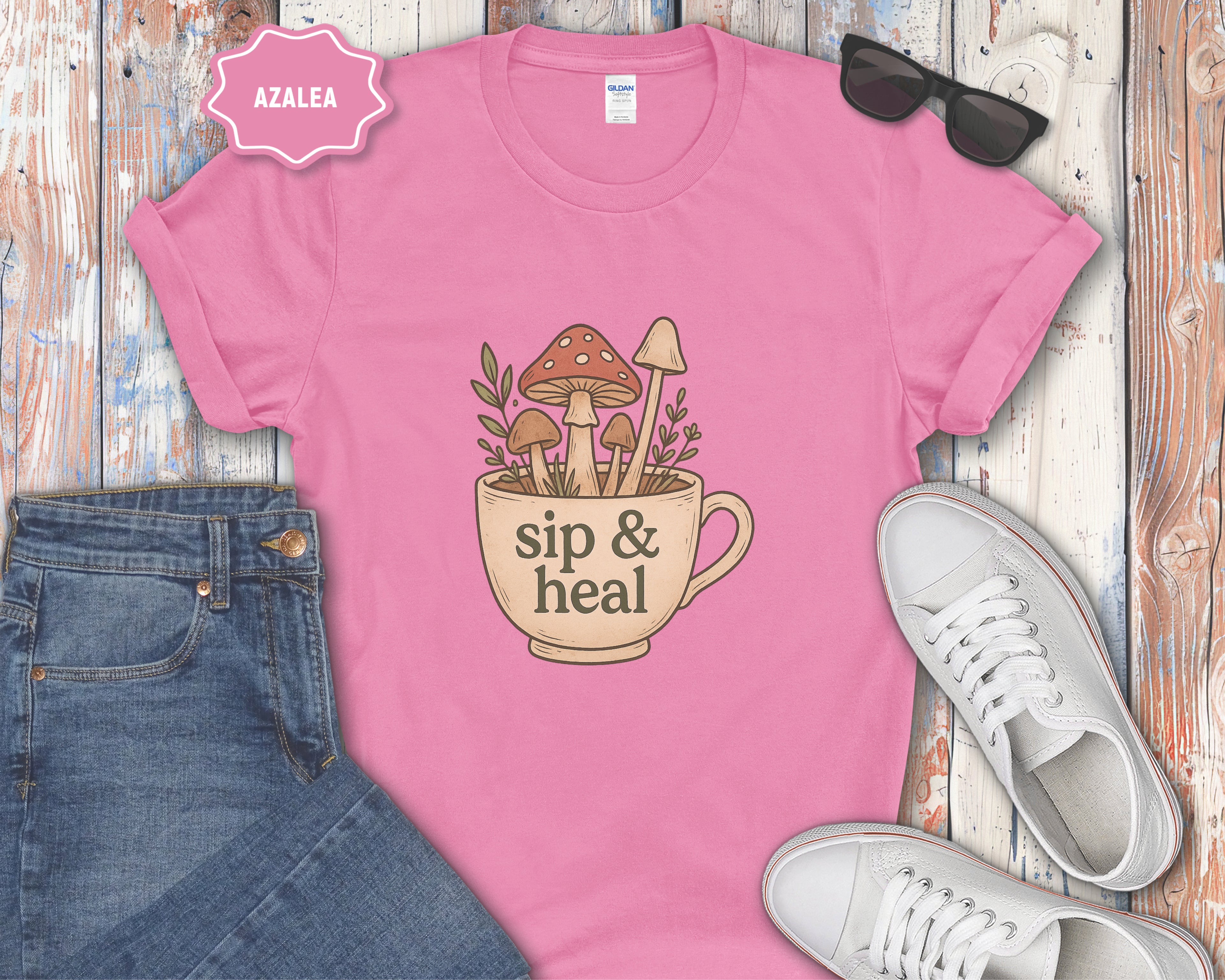 Sip & Heal Mushroom Cup T-Shirt