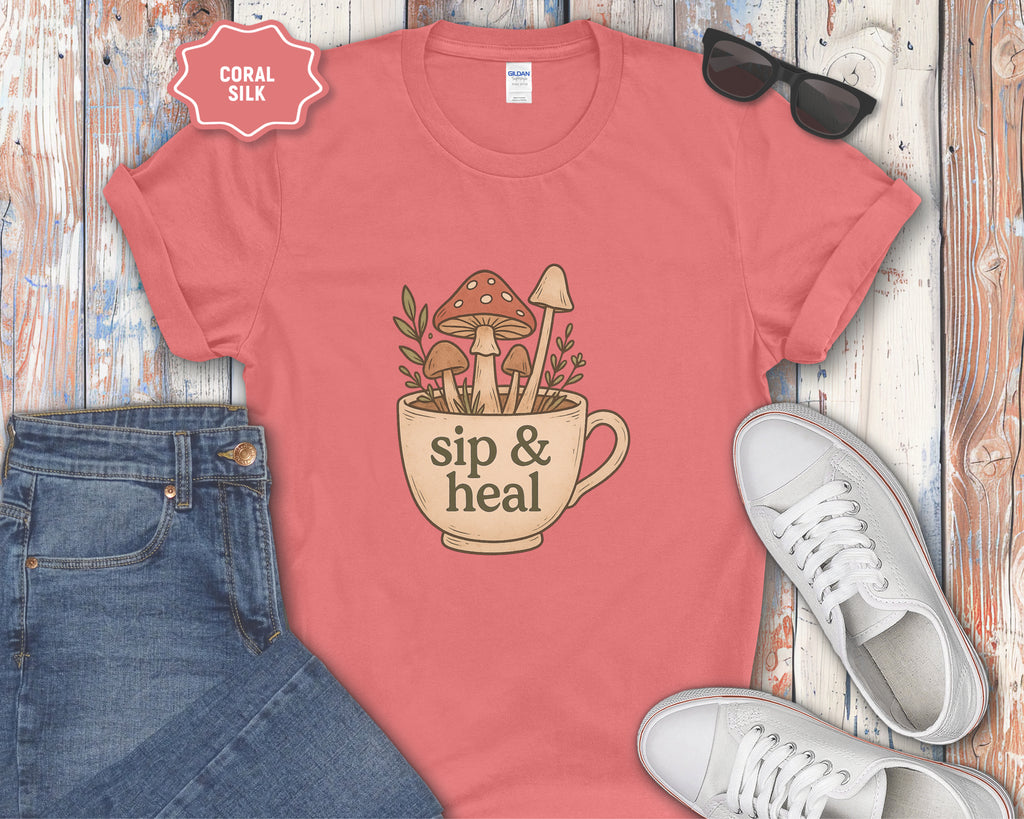 Sip & Heal Mushroom Cup T-Shirt
