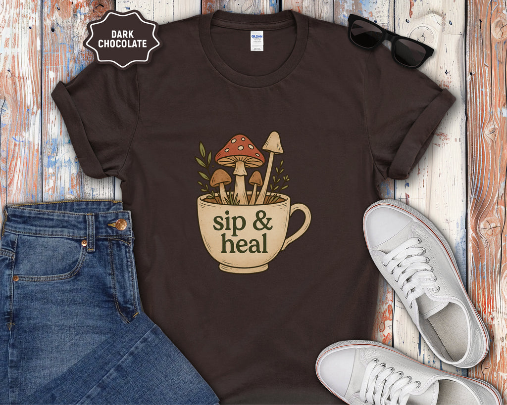 Sip & Heal Mushroom Cup T-Shirt