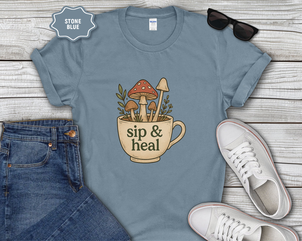 Sip & Heal Mushroom Cup T-Shirt