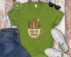 Sip & Heal Mushroom Cup T-Shirt