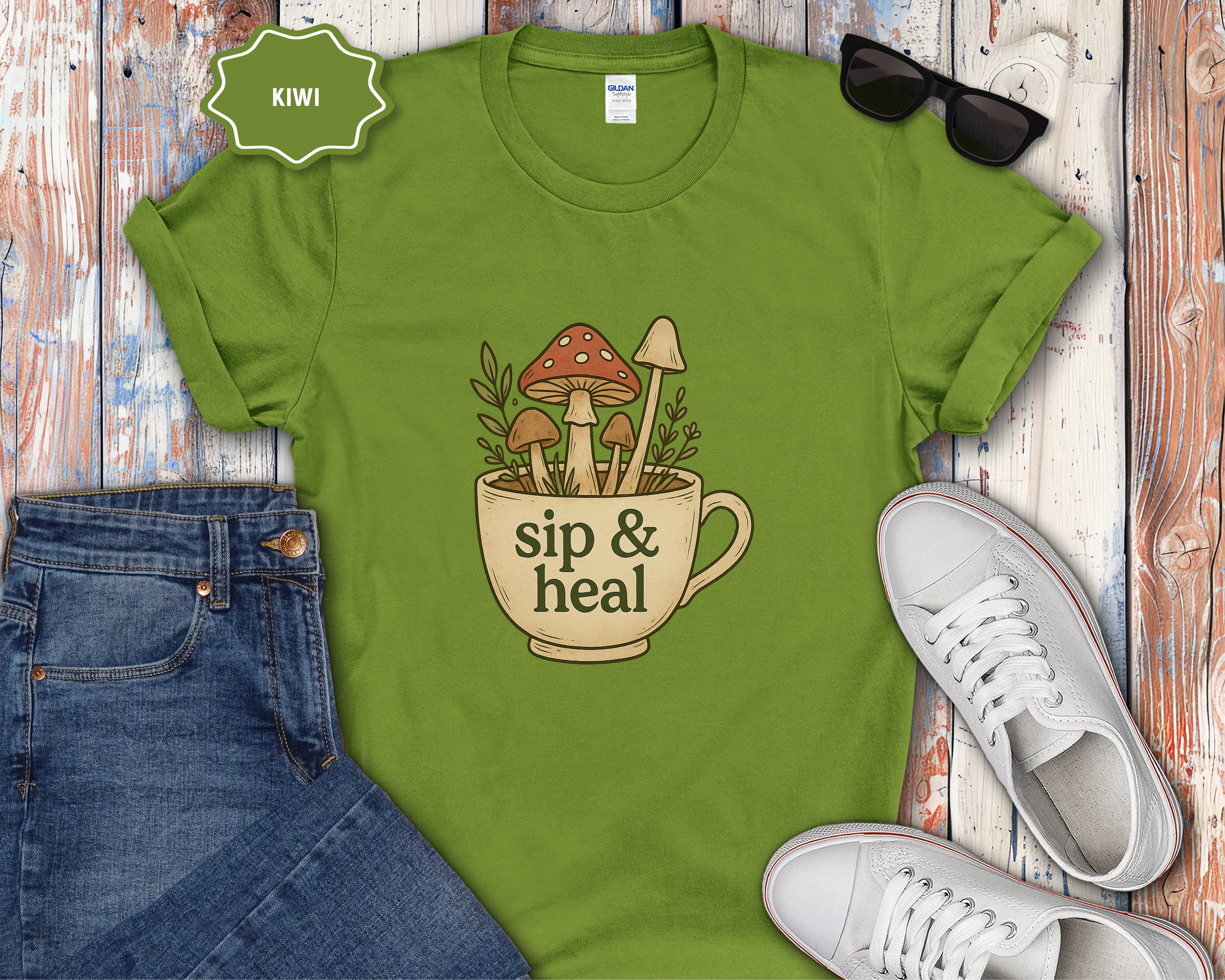 Sip & Heal Mushroom Cup T-Shirt