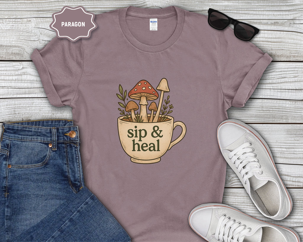Sip & Heal Mushroom Cup T-Shirt