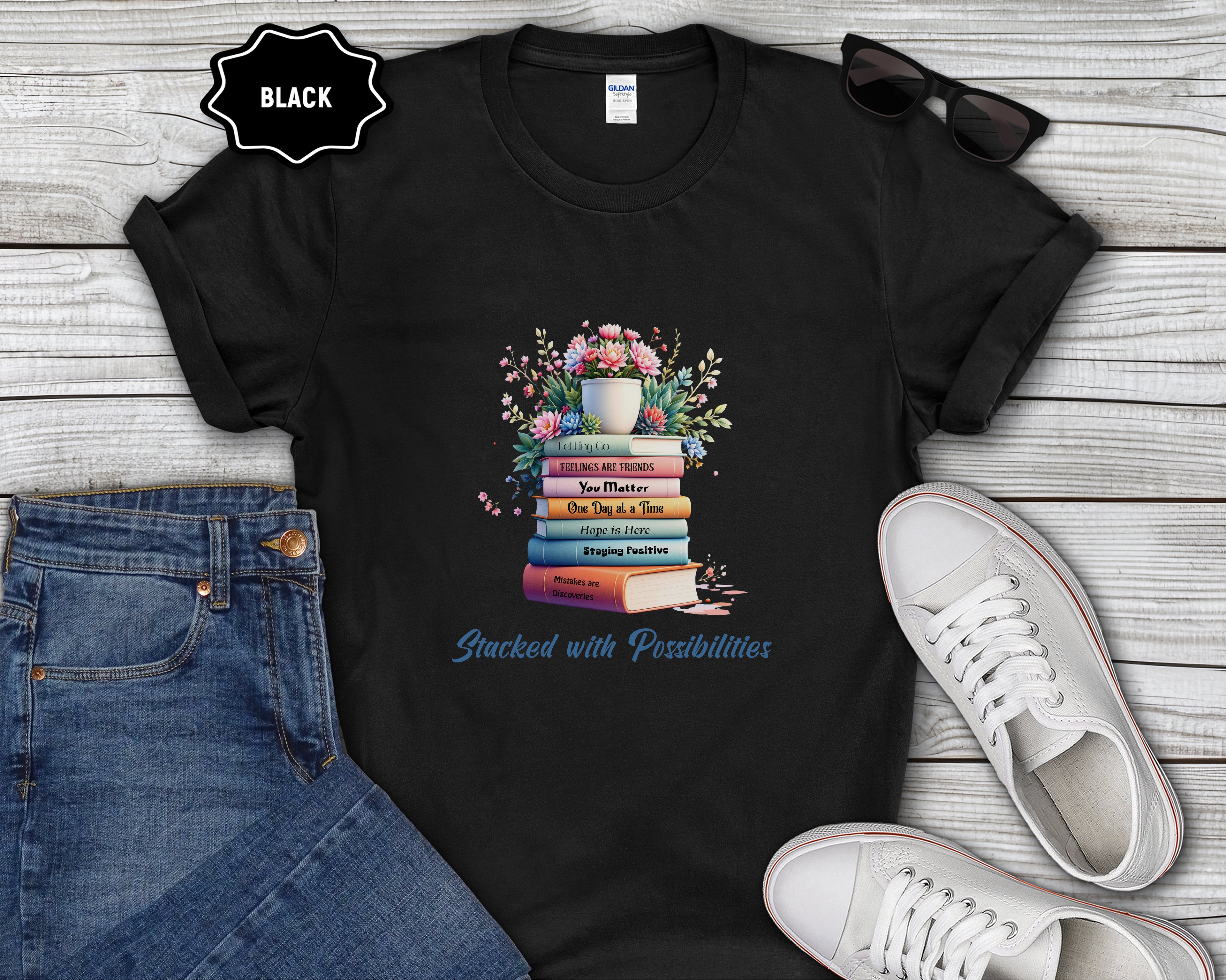 Stacked Positive Affirmation Books T-Shirt