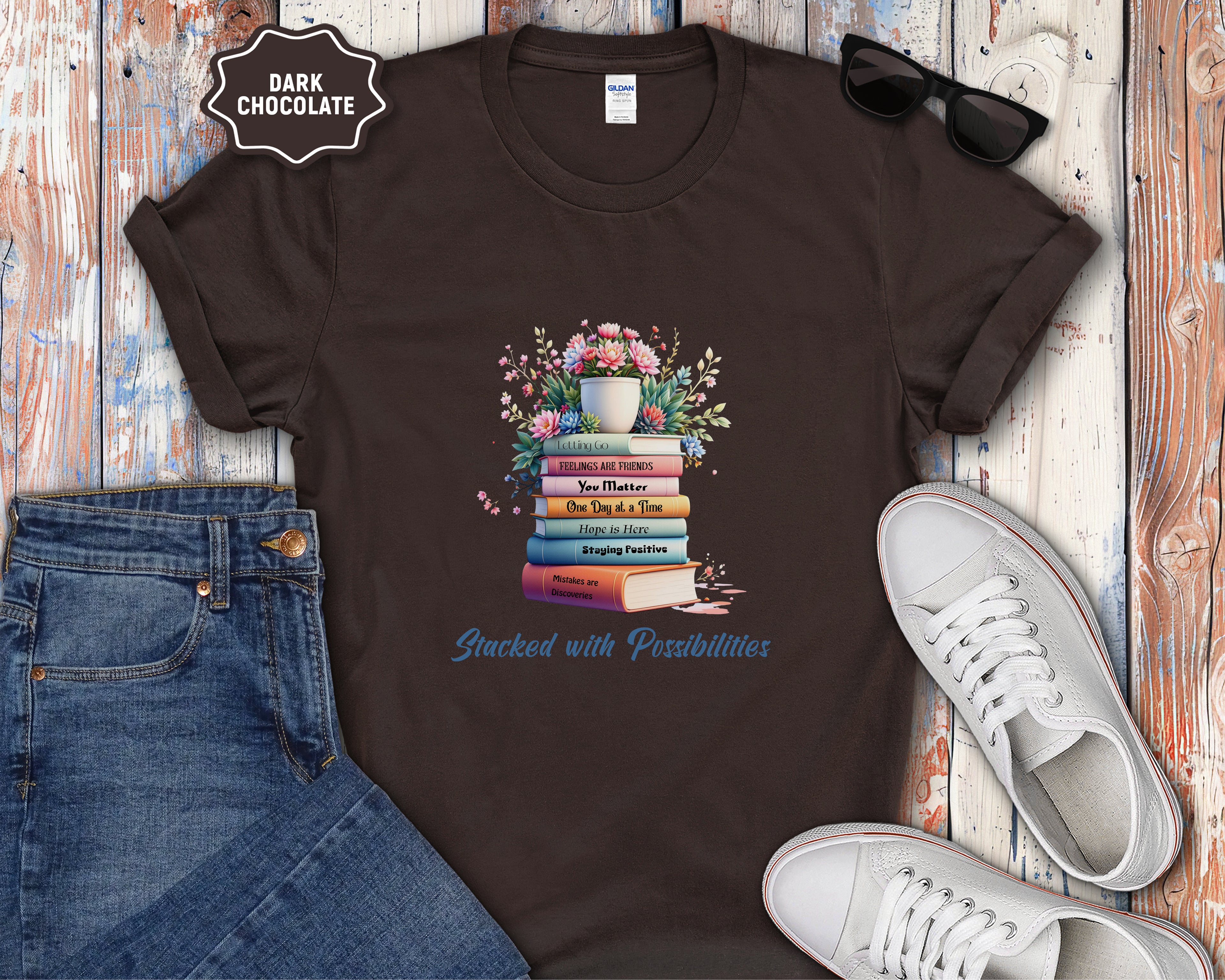 Stacked Positive Affirmation Books T-Shirt