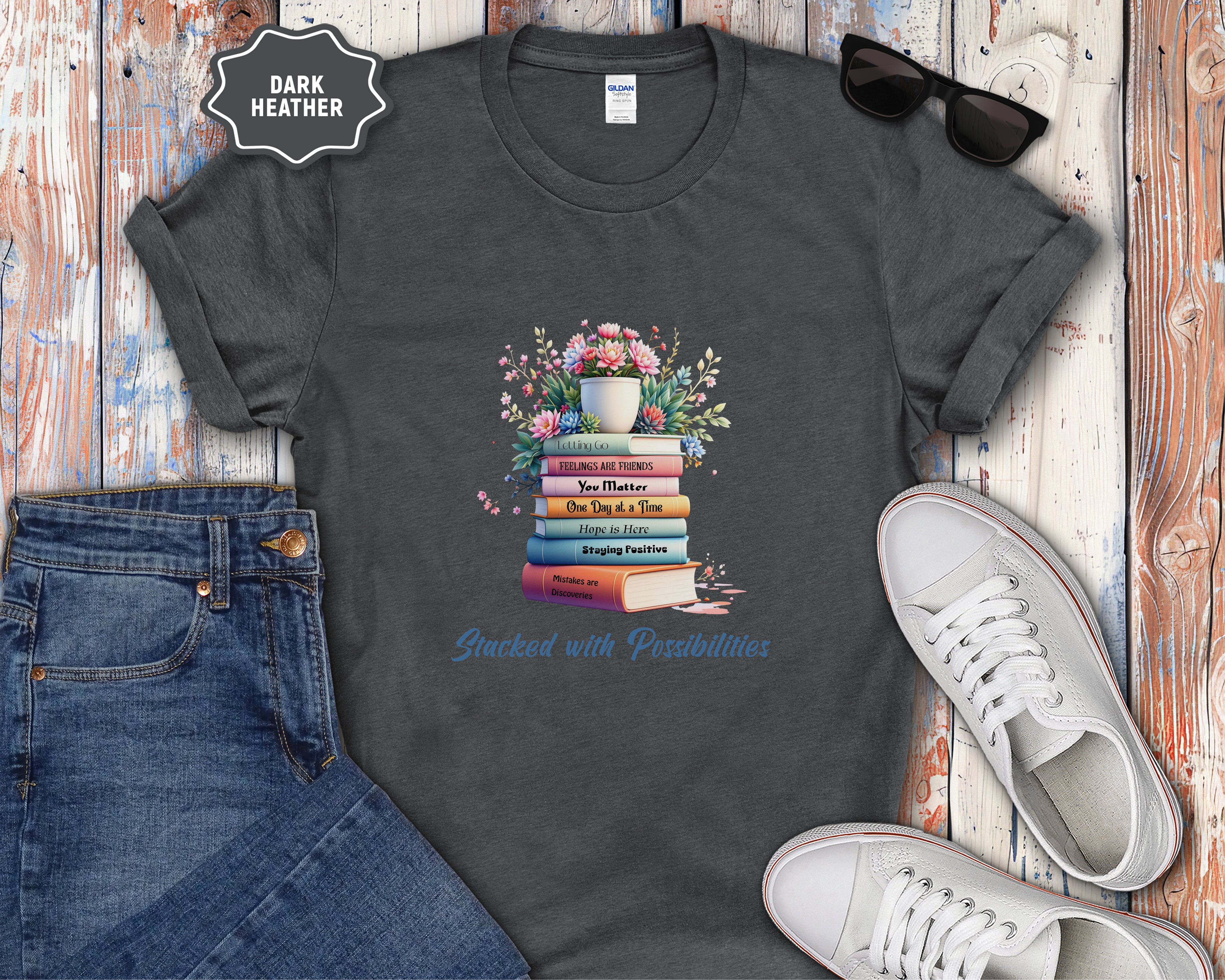 Stacked Positive Affirmation Books T-Shirt