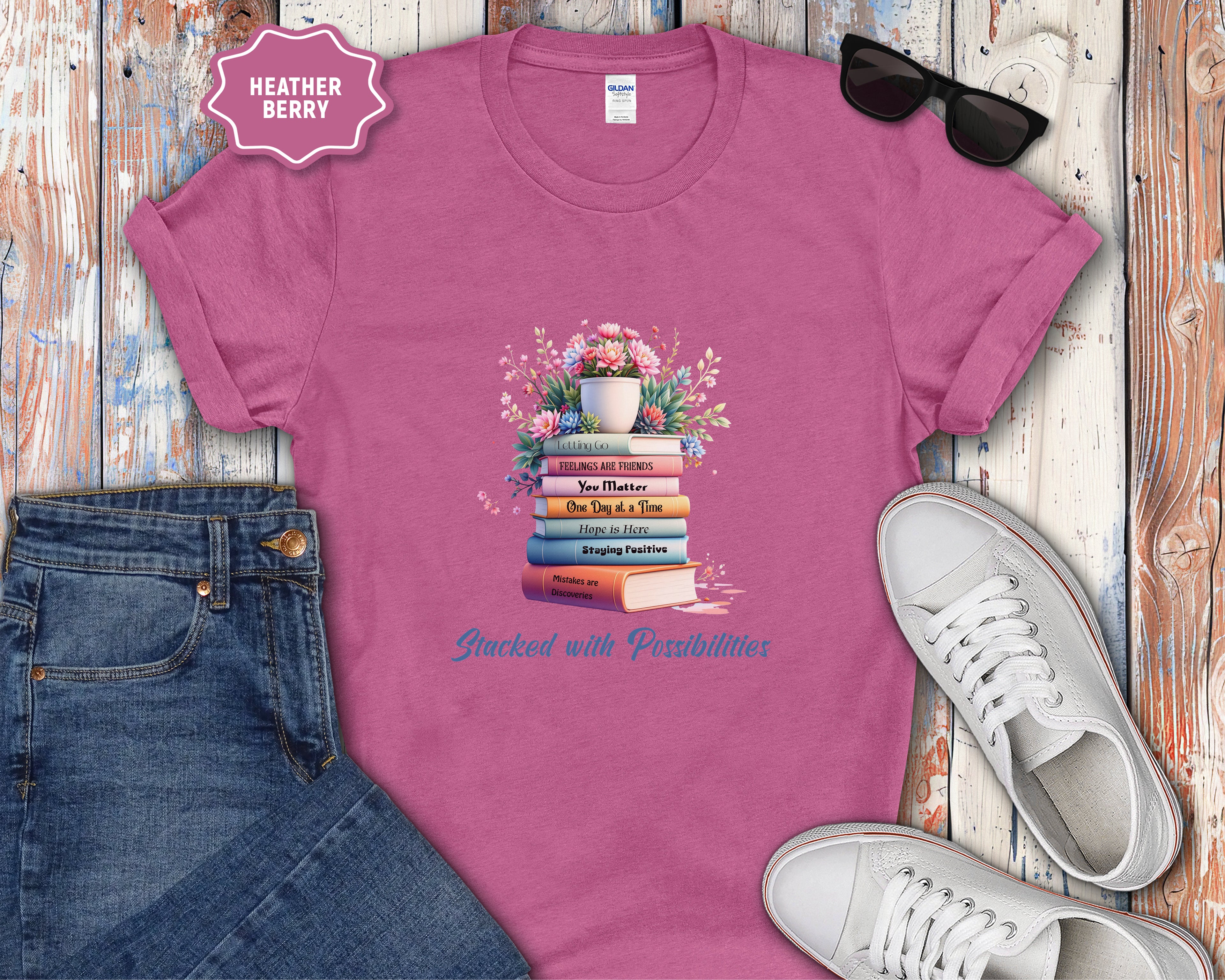 Stacked Positive Affirmation Books T-Shirt