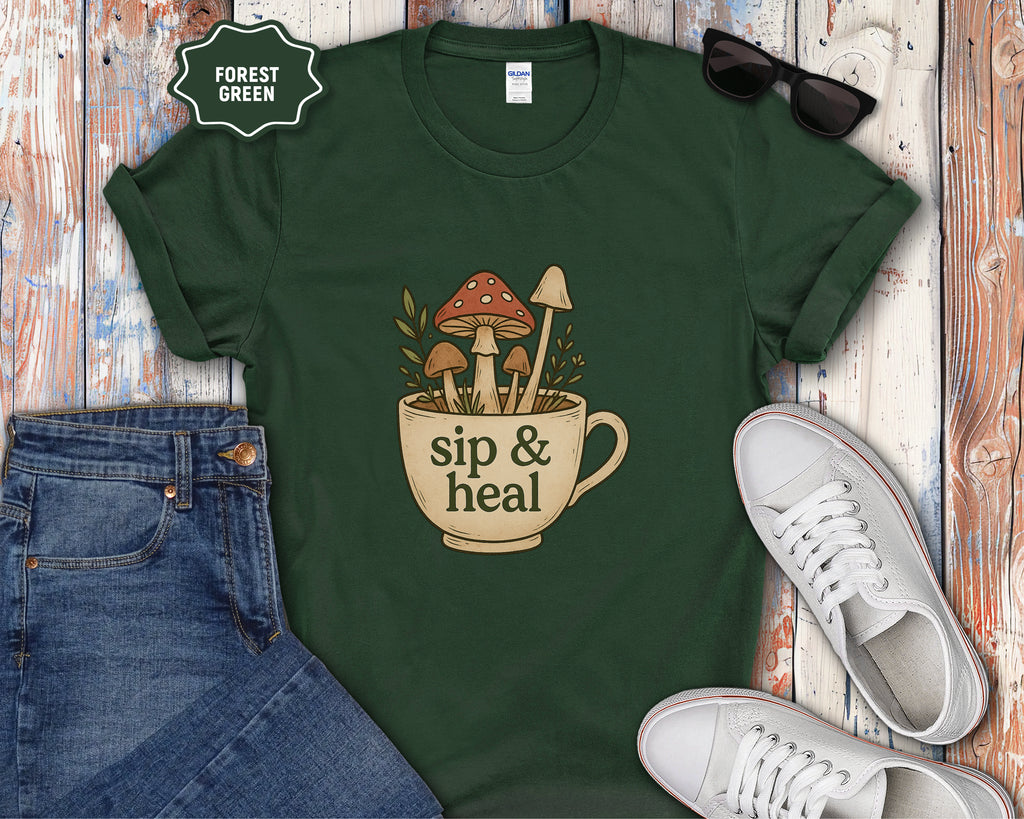 Sip & Heal Mushroom Cup T-Shirt