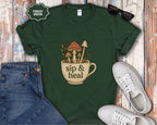 Sip & Heal Mushroom Cup T-Shirt