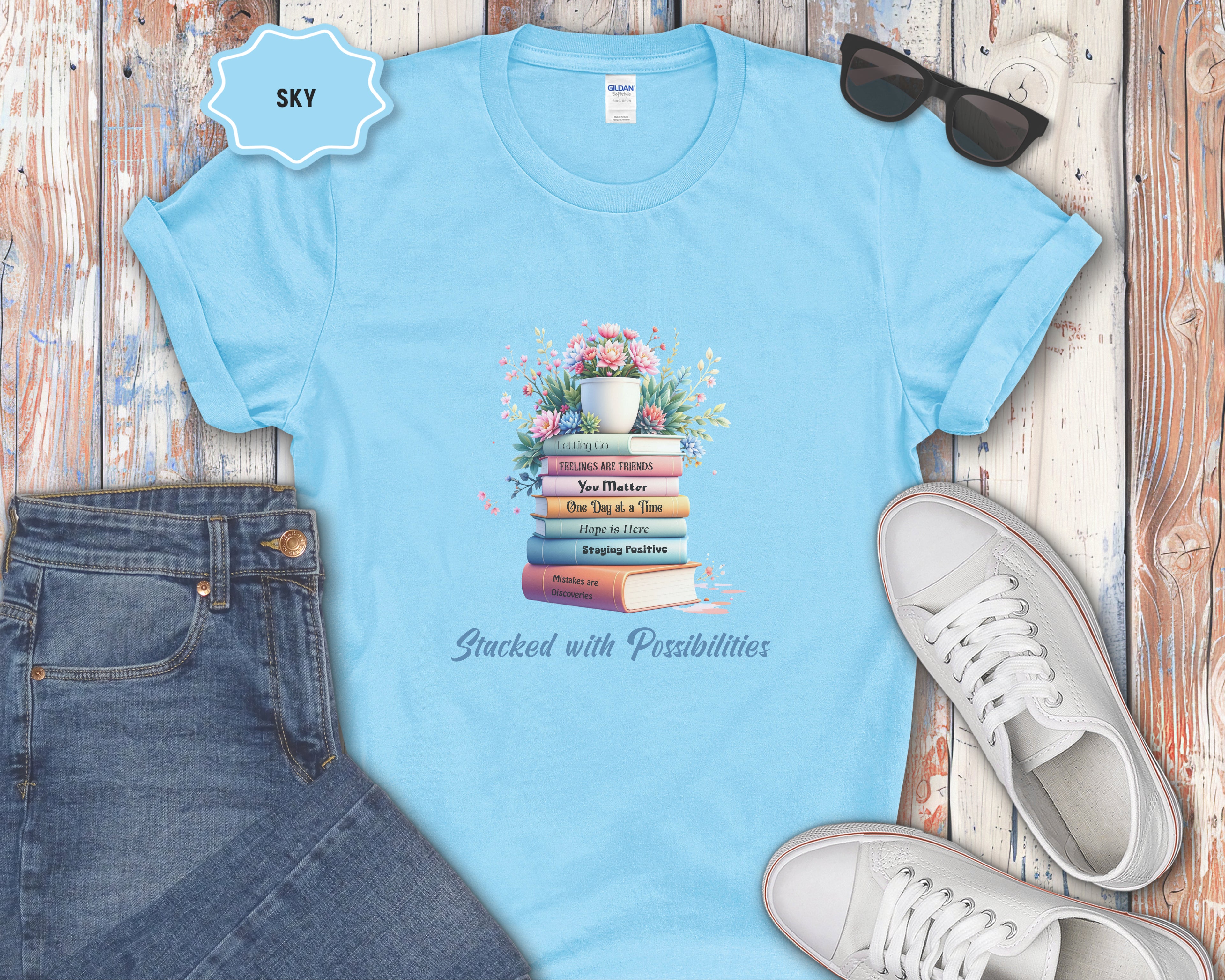 Stacked Positive Affirmation Books T-Shirt