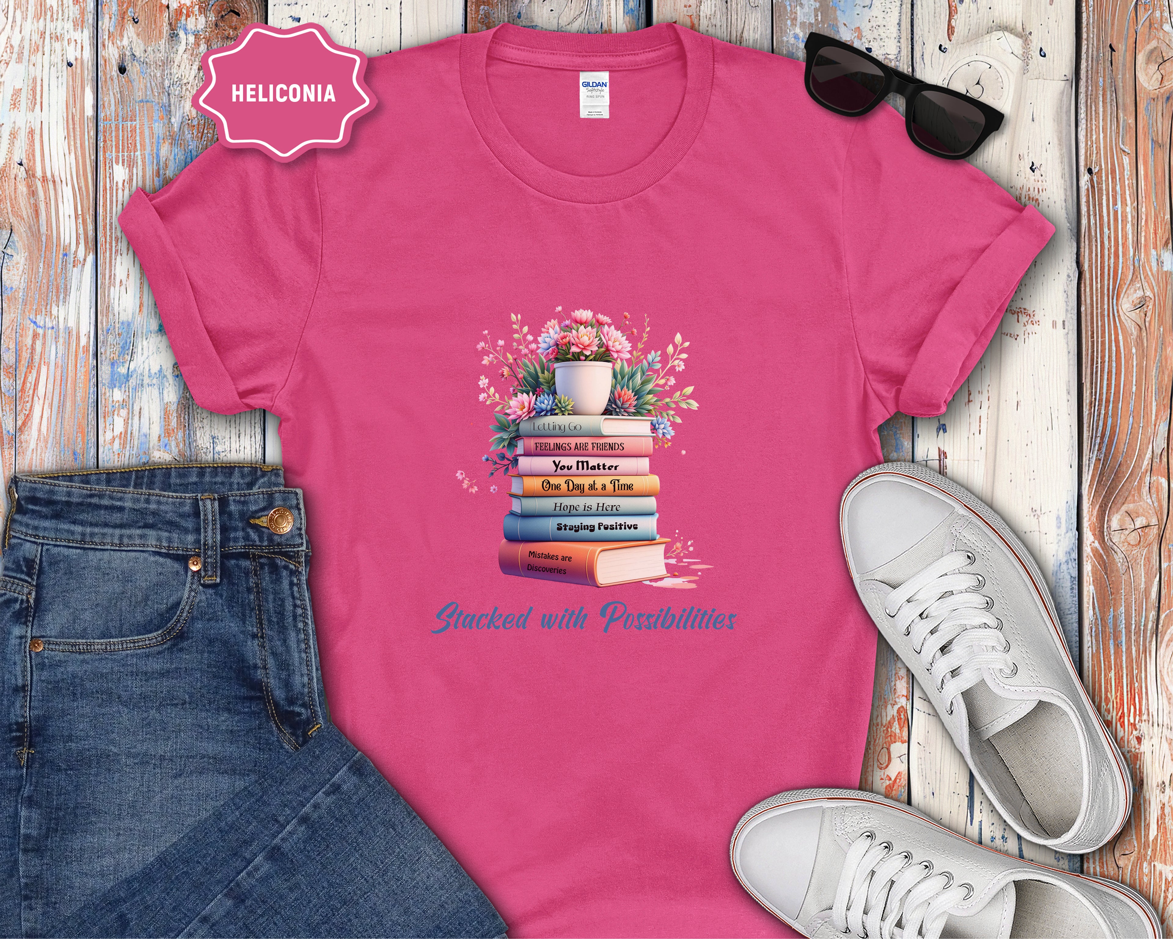 Stacked Positive Affirmation Books T-Shirt