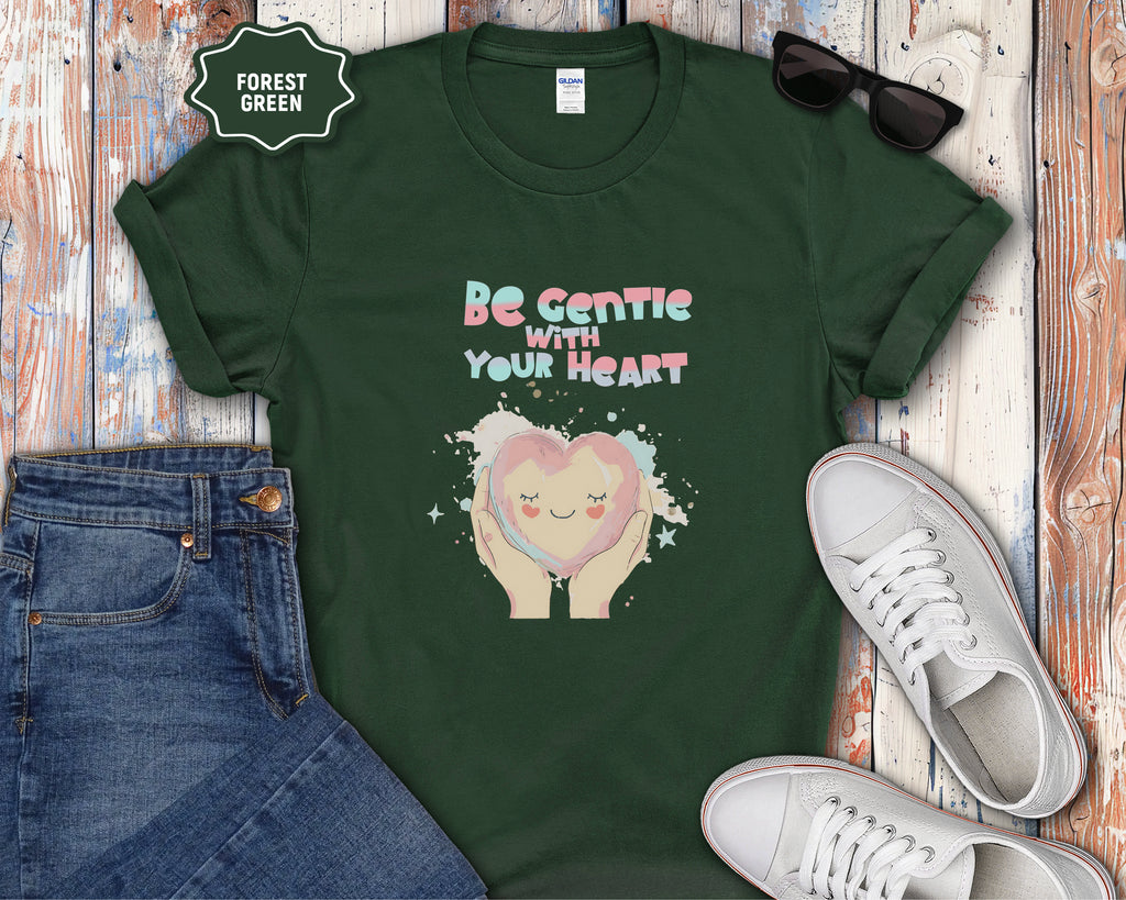 Be Gentle With Your Heart Heart Hands Illustration T-Shirt