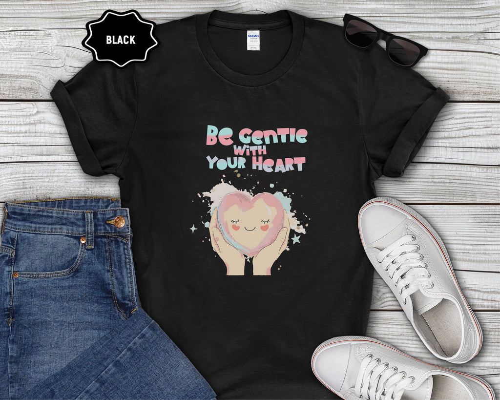 Be Gentle With Your Heart Heart Hands Illustration T-Shirt