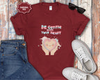 Be Gentle With Your Heart Heart Hands Illustration T-Shirt