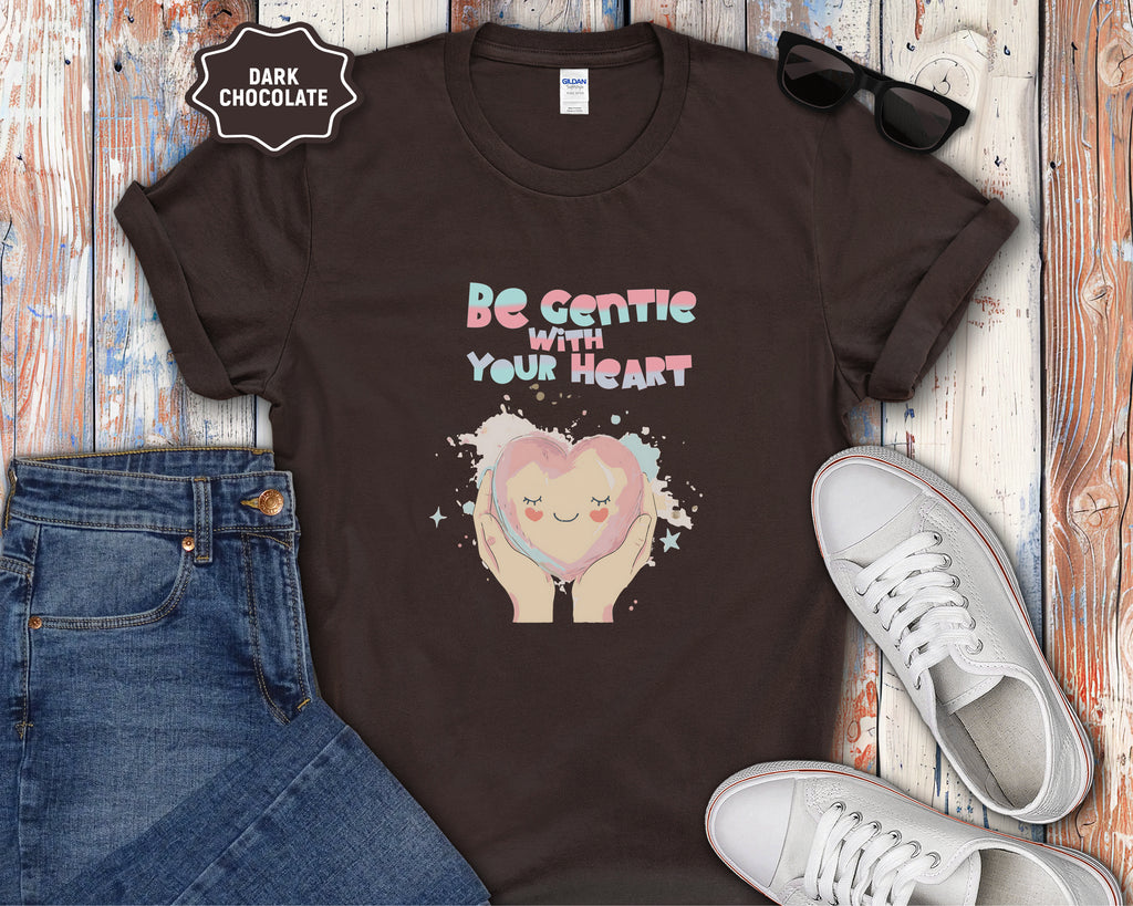 Be Gentle With Your Heart Heart Hands Illustration T-Shirt