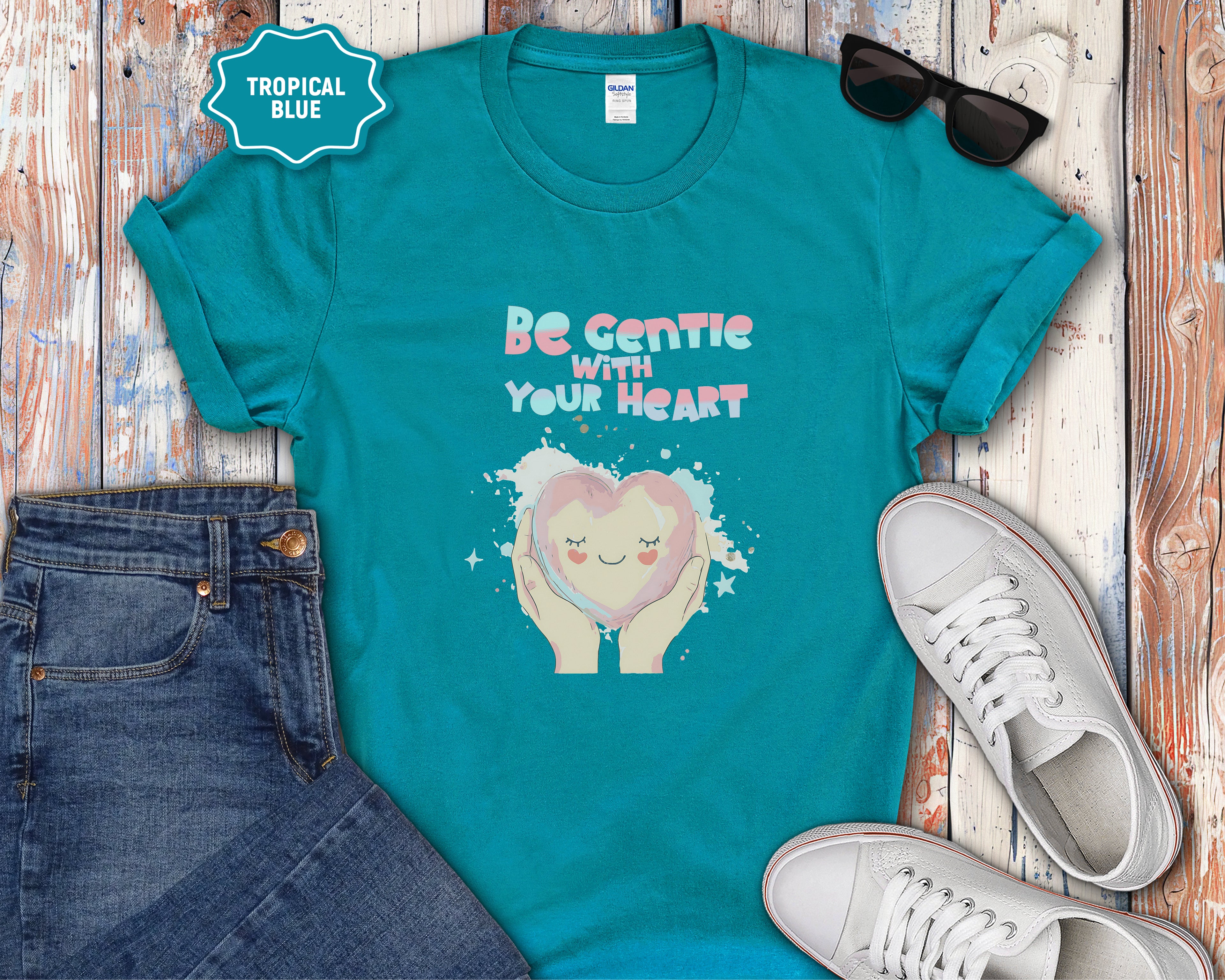 Be Gentle With Your Heart Heart Hands Illustration T-Shirt