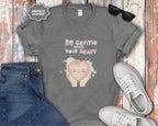 Be Gentle With Your Heart Heart Hands Illustration T-Shirt
