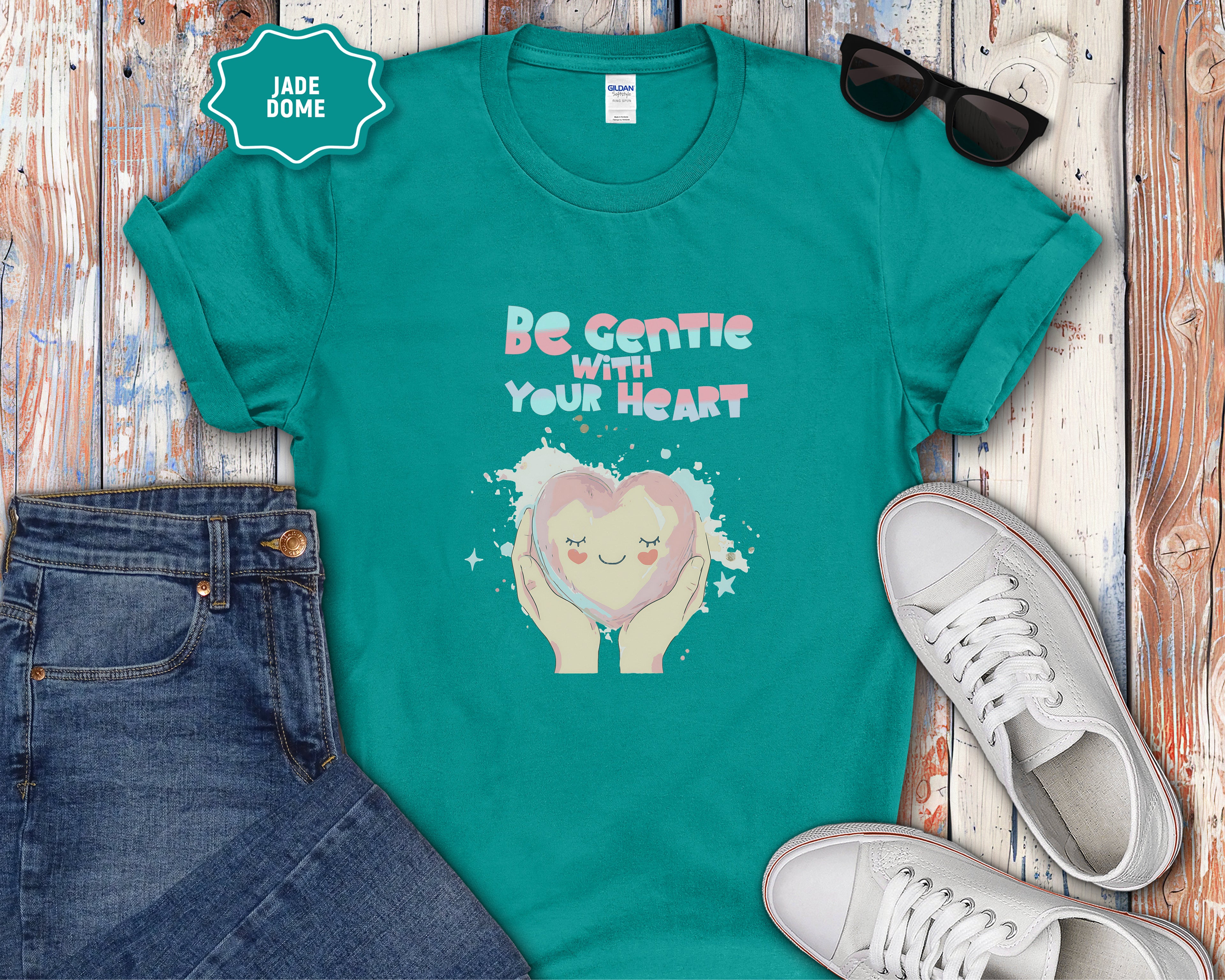 Be Gentle With Your Heart Heart Hands Illustration T-Shirt
