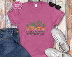 Still Growing Despite It All Potted Plants Illustration T-Shirt