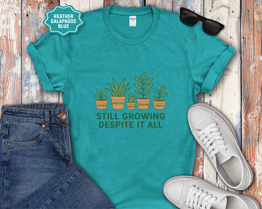 Still Growing Despite It All Potted Plants Illustration T-Shirt