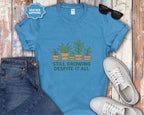 Still Growing Despite It All Potted Plants Illustration T-Shirt