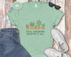 Still Growing Despite It All Potted Plants Illustration T-Shirt