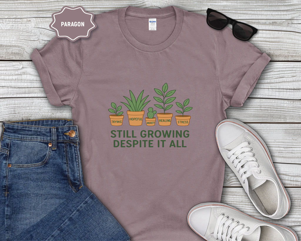 Still Growing Despite It All Potted Plants Illustration T-Shirt
