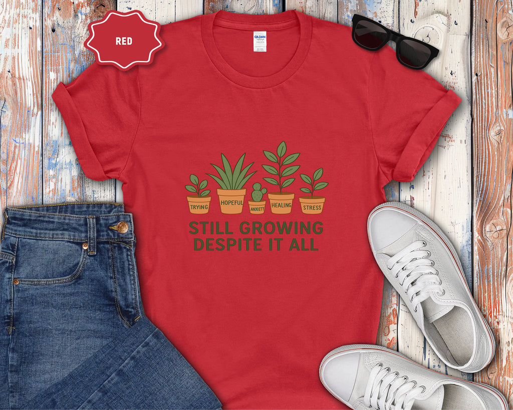 Still Growing Despite It All Potted Plants Illustration T-Shirt