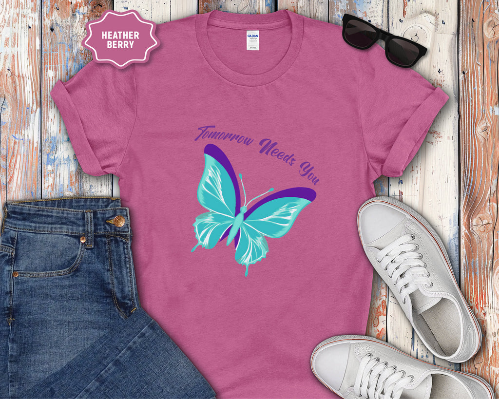 Tomorrow Needs You Blue Teal Butterfly T-Shirt