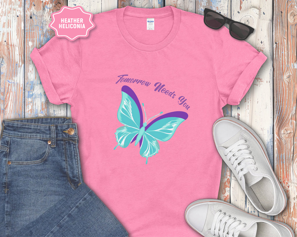Tomorrow Needs You Blue Teal Butterfly T-Shirt
