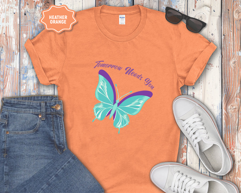 Tomorrow Needs You Blue Teal Butterfly T-Shirt