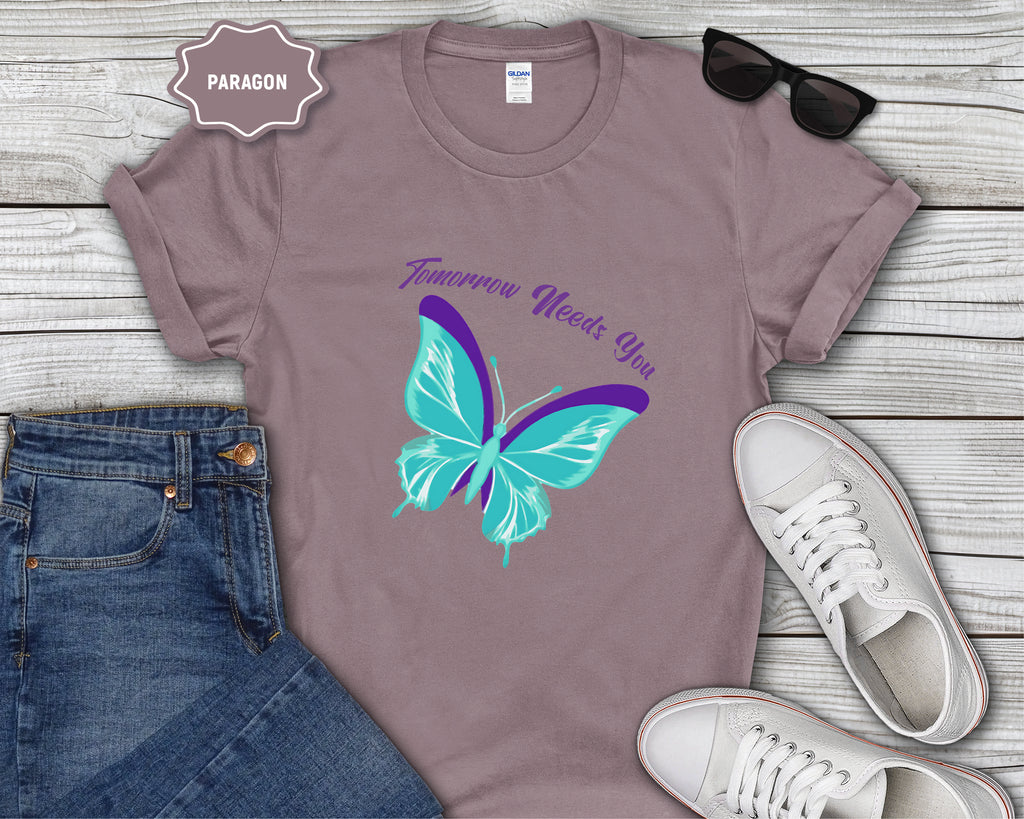 Tomorrow Needs You Blue Teal Butterfly T-Shirt