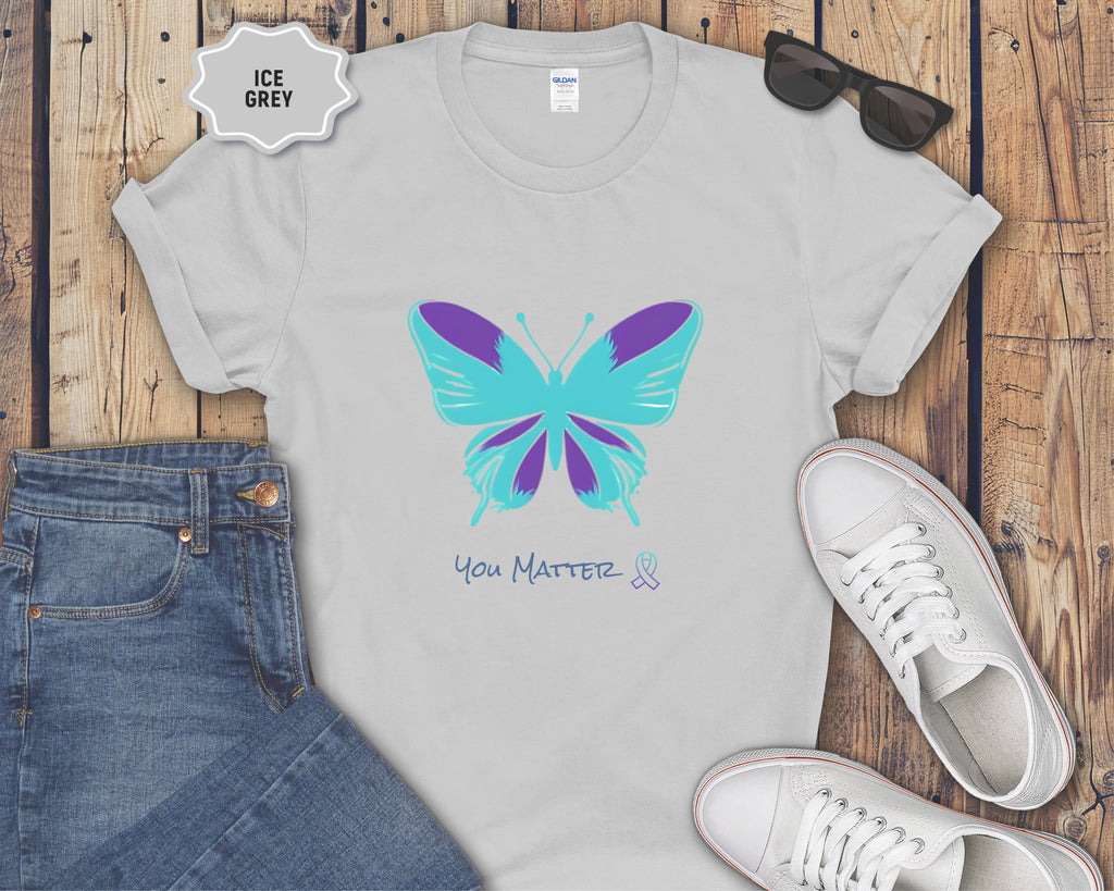 You Matter Teal Purple Butterfly T-Shirt