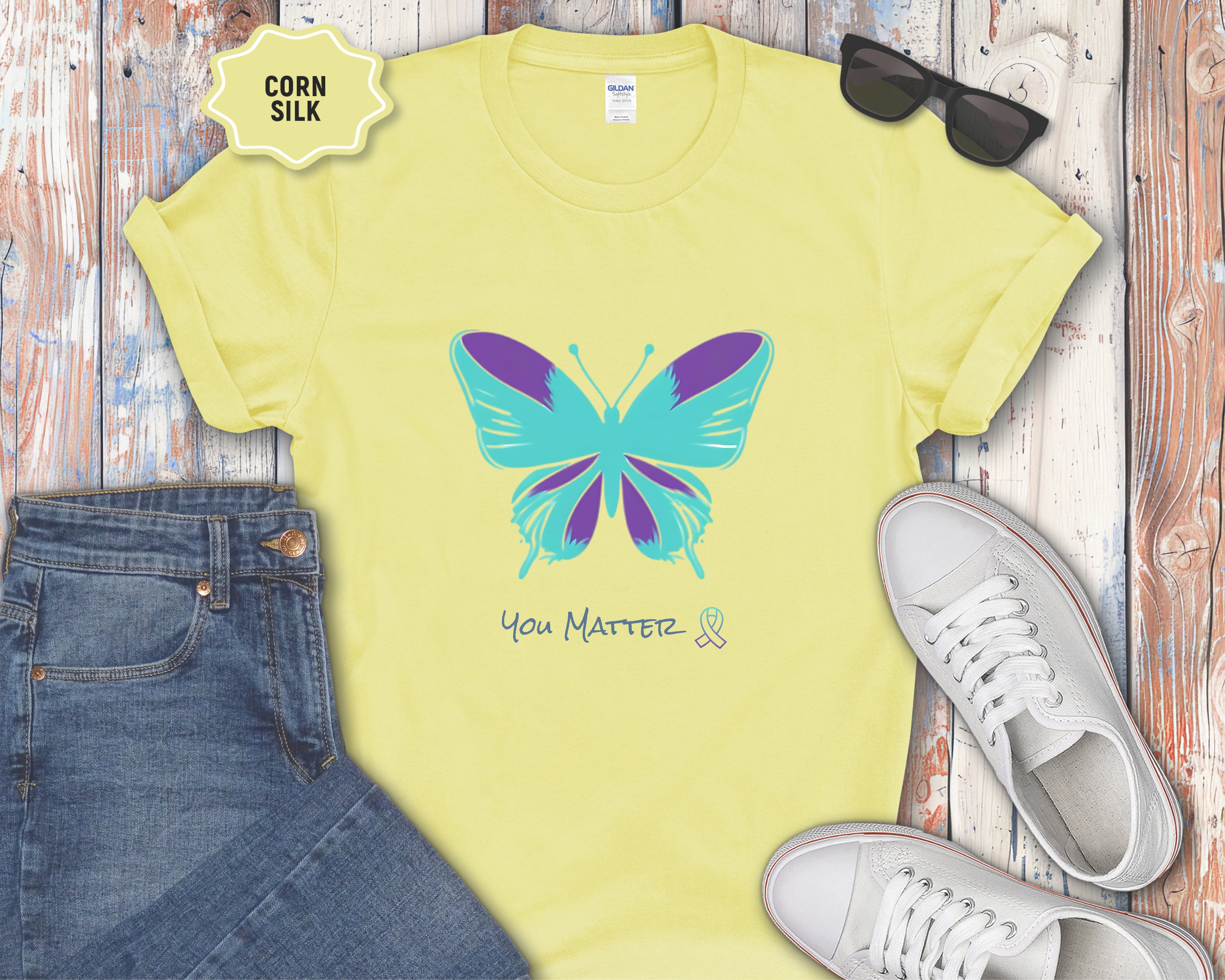You Matter Teal Purple Butterfly T-Shirt