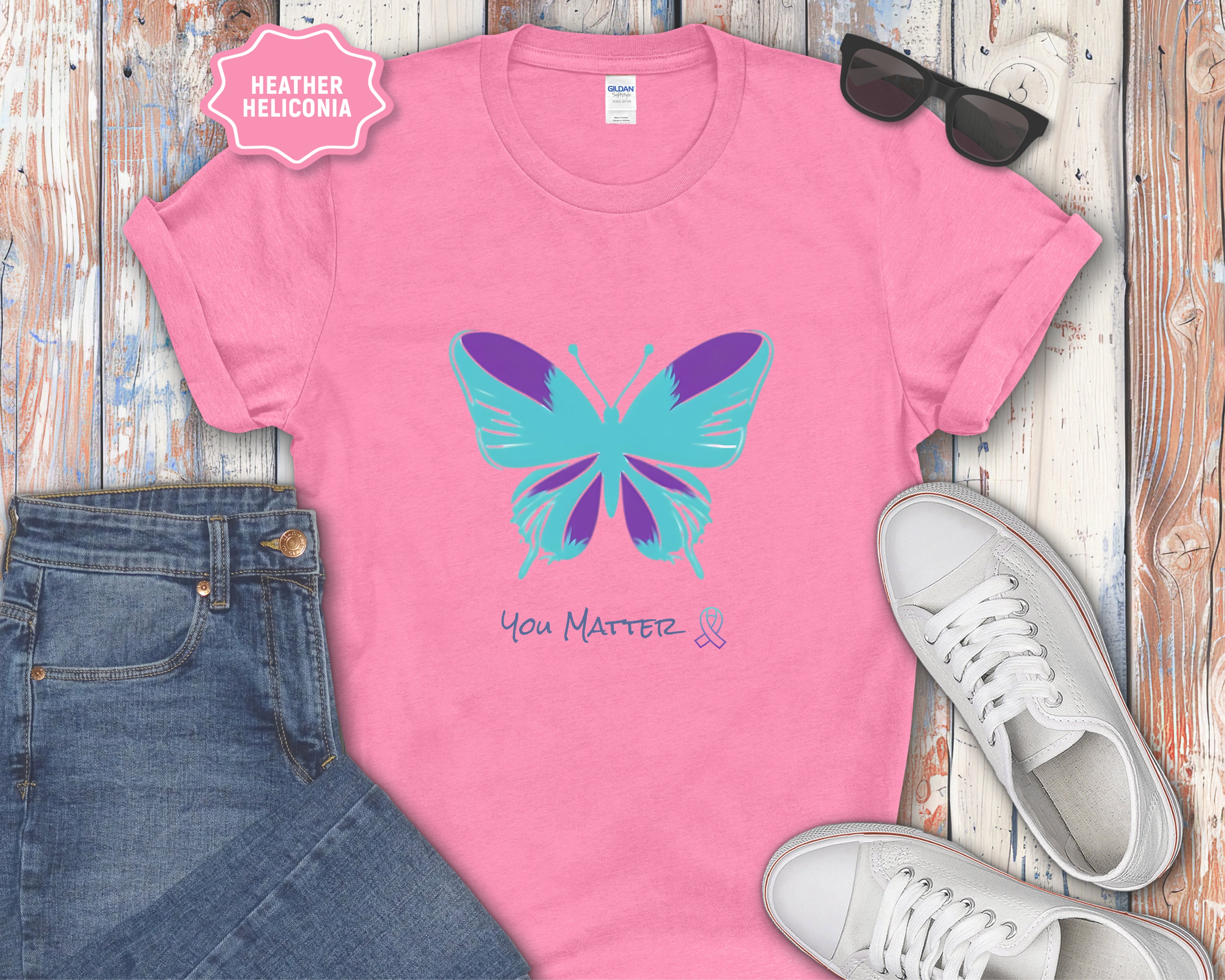 You Matter Teal Purple Butterfly T-Shirt