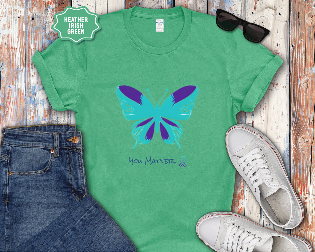You Matter Teal Purple Butterfly T-Shirt
