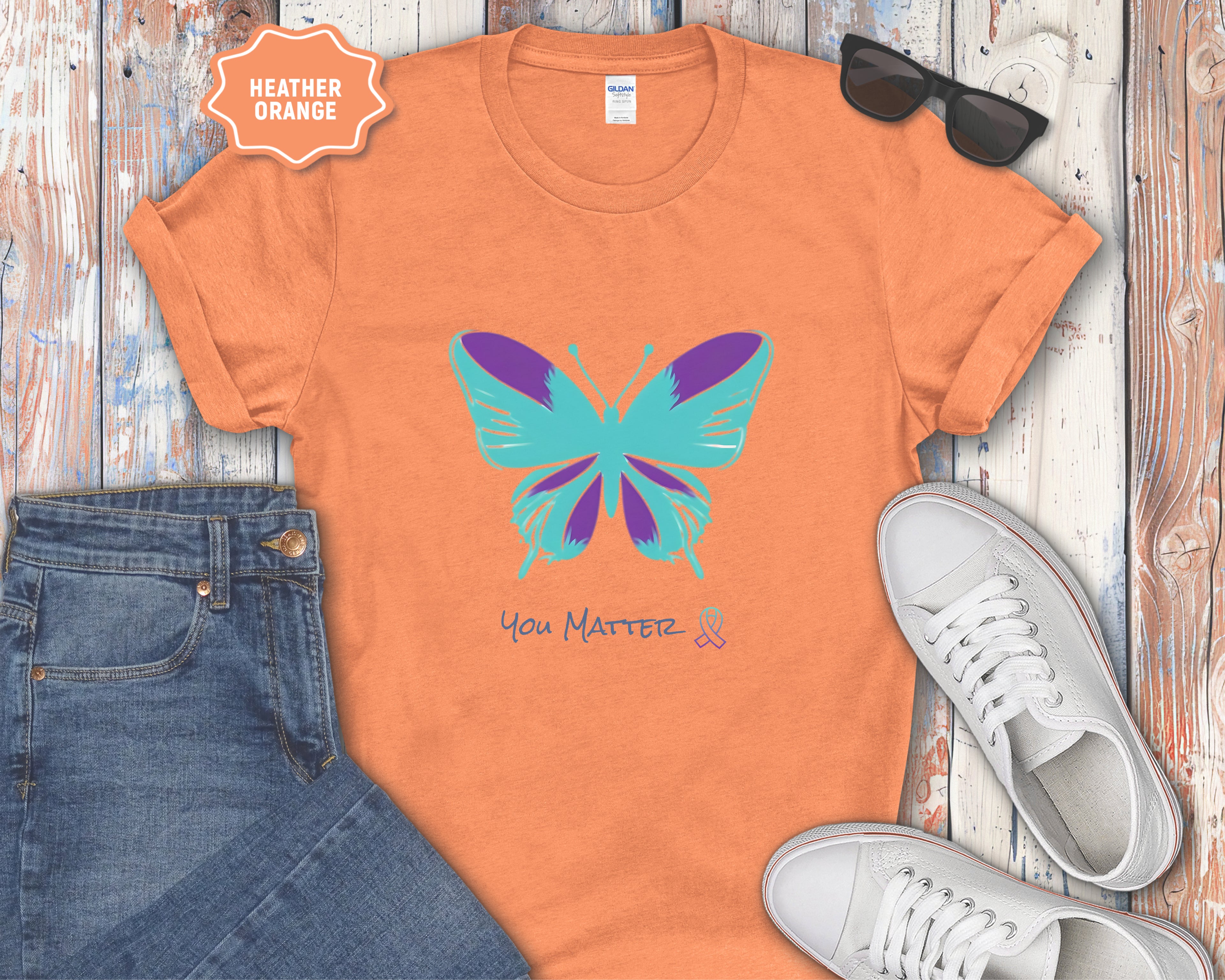 You Matter Teal Purple Butterfly T-Shirt