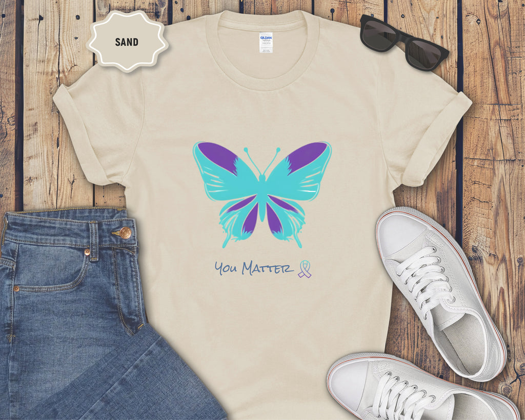 You Matter Teal Purple Butterfly T-Shirt