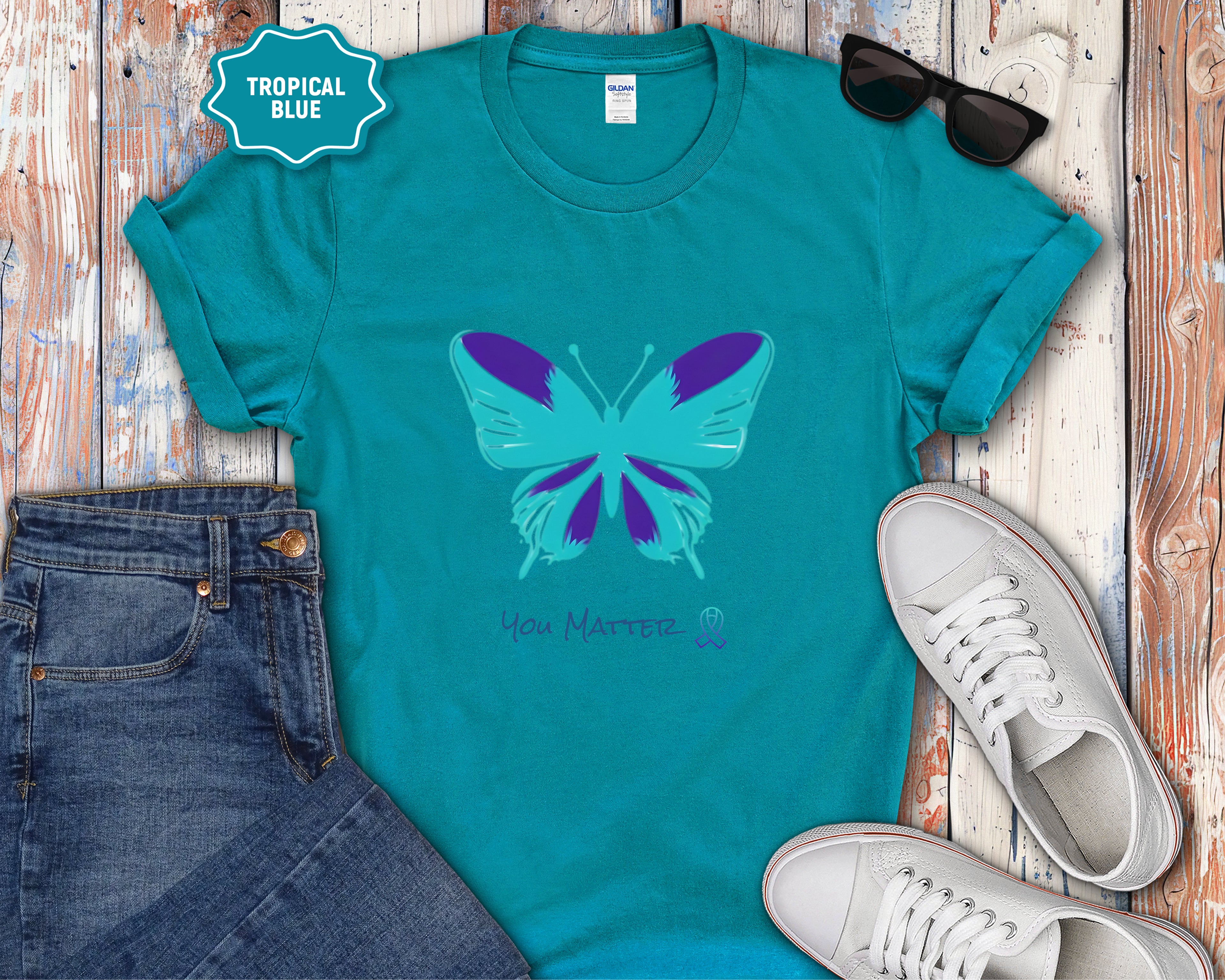You Matter Teal Purple Butterfly T-Shirt