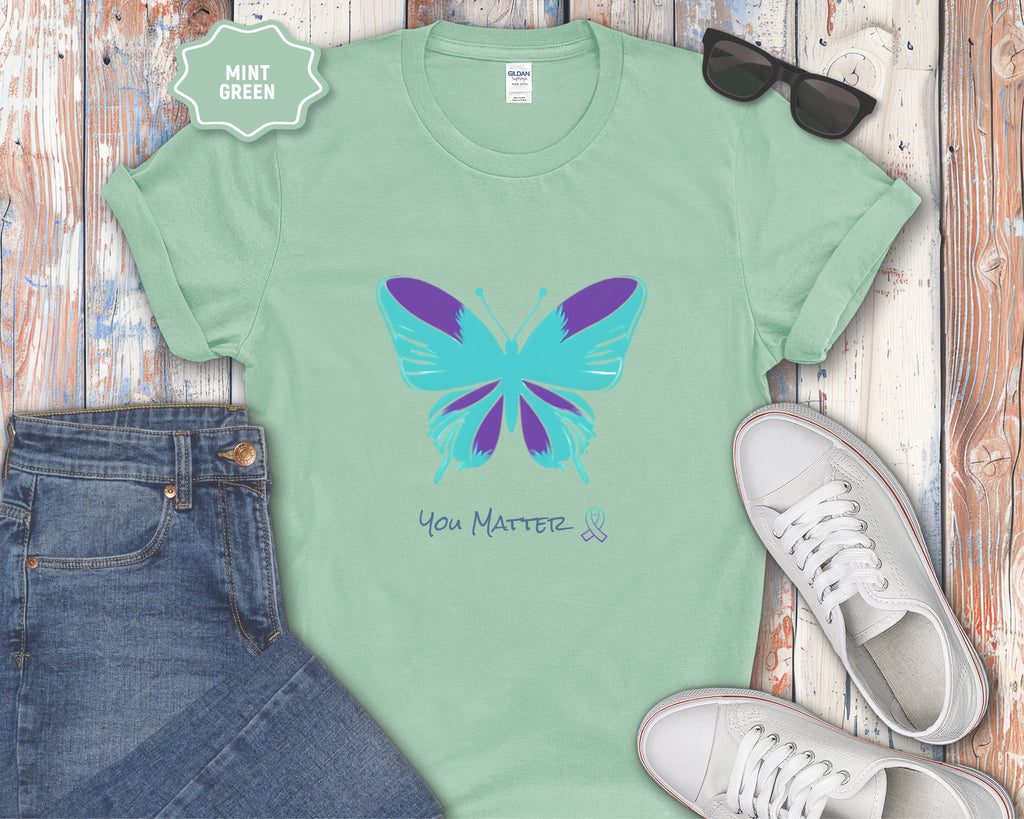 You Matter Teal Purple Butterfly T-Shirt