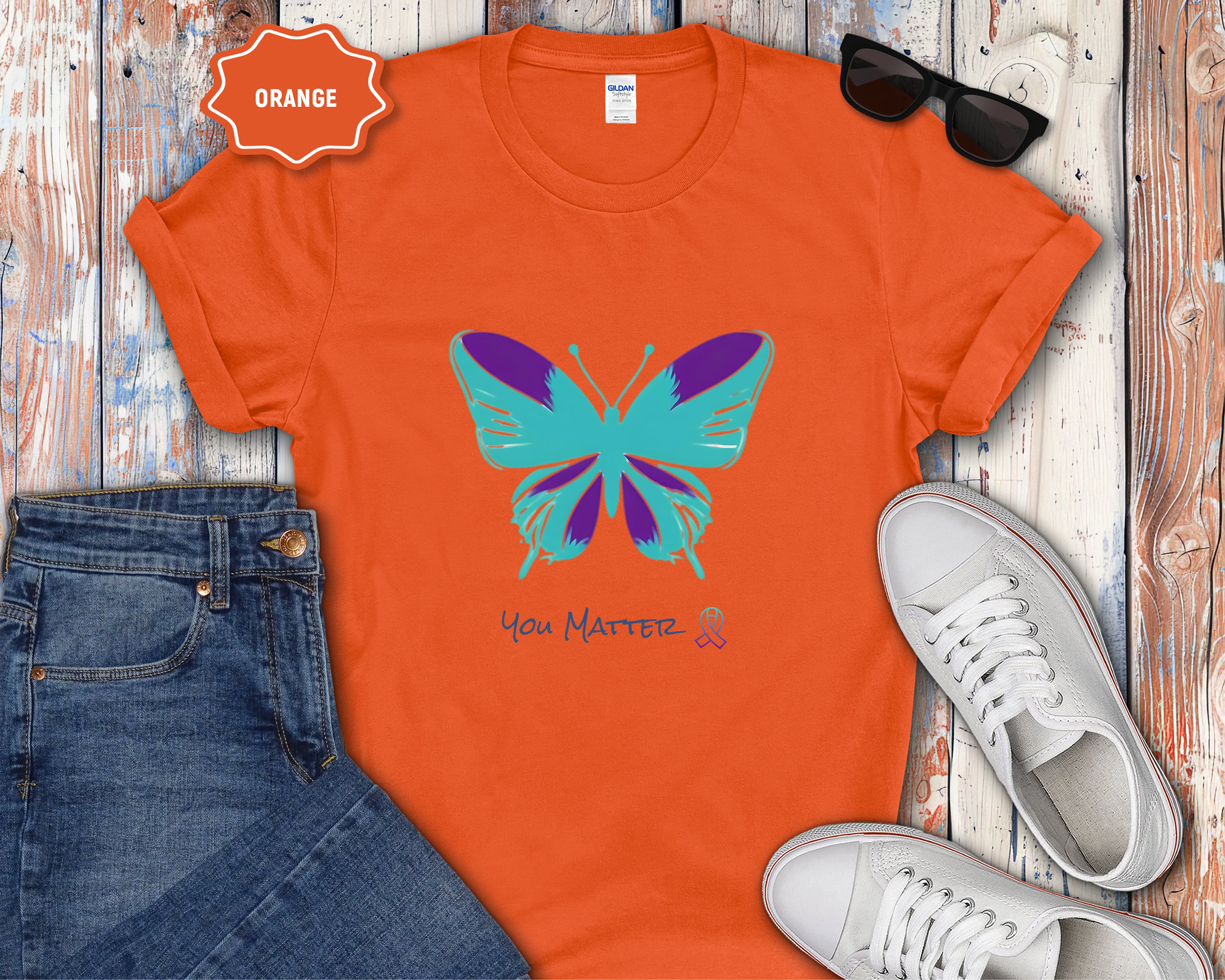 You Matter Teal Purple Butterfly T-Shirt