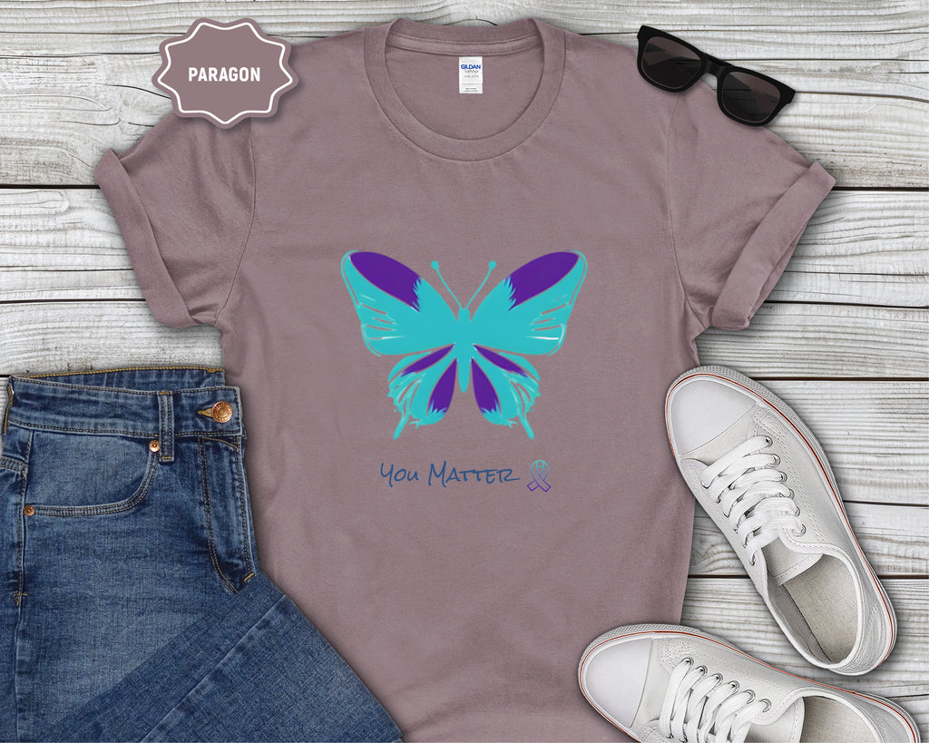 You Matter Teal Purple Butterfly T-Shirt
