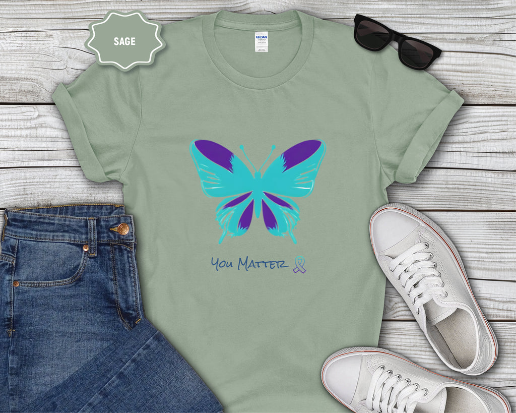 You Matter Teal Purple Butterfly T-Shirt