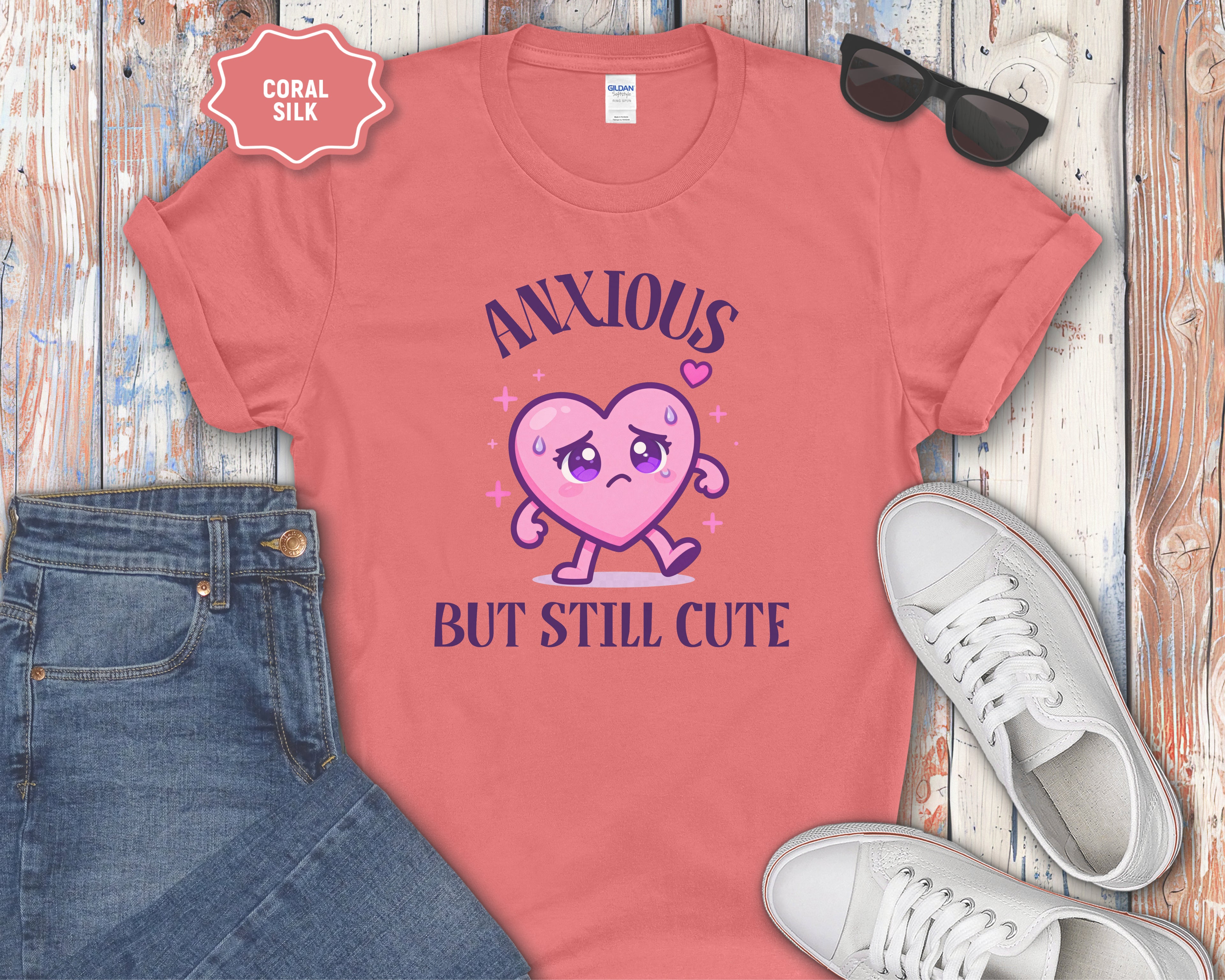 Anxious But Still Cute heart illustration T-Shirt