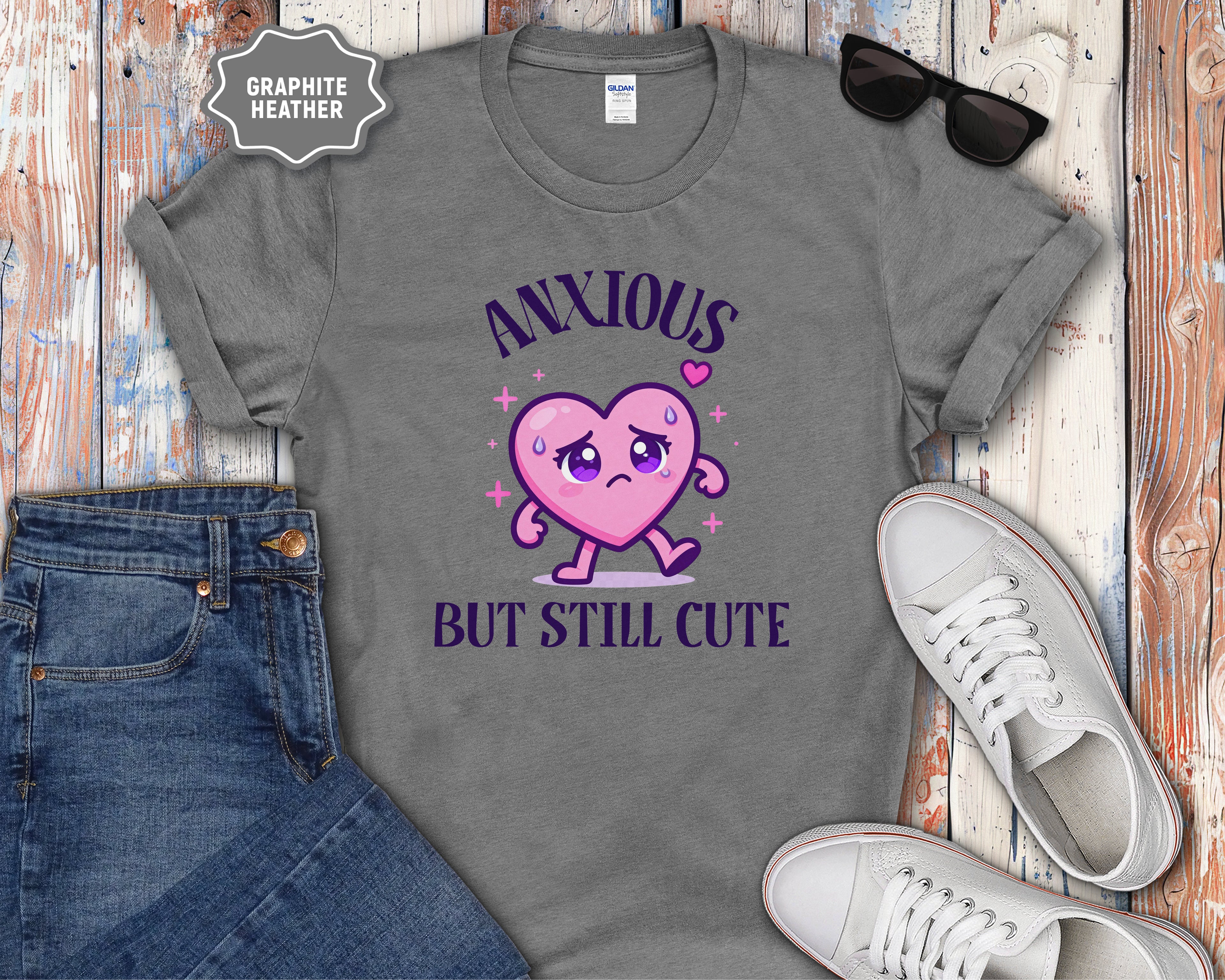 Anxious But Still Cute heart illustration T-Shirt