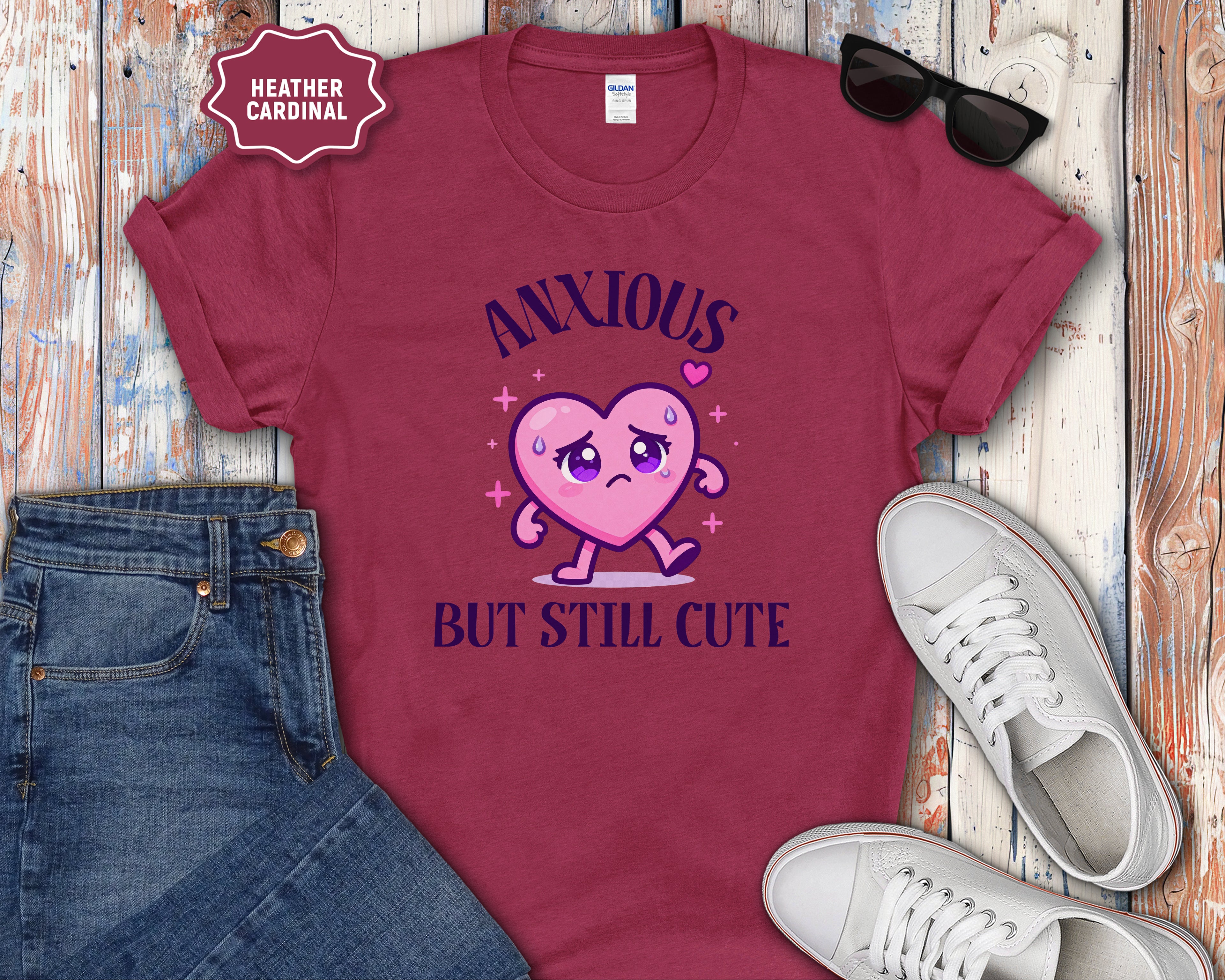 Anxious But Still Cute heart illustration T-Shirt